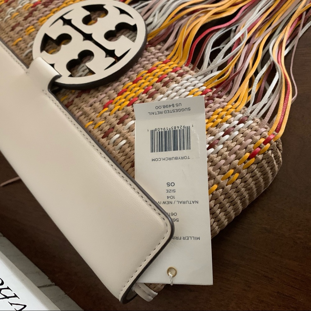 HP♥️ Tory Burch Miller Fringe Woven Clutch - Picture 3 of 10